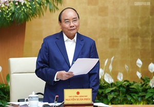 Thủ tướng Nguyễn Xuân Phúc phát biểu khai mạc phiên họp Chính phủ thường kỳ tháng 3/2019. Ảnh: VGP/Quang Hiếu
