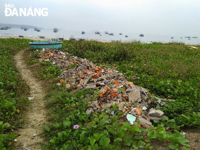 Garbage is seen on the Tho Quang Beach