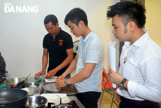 Hotel staff in a cooking practice