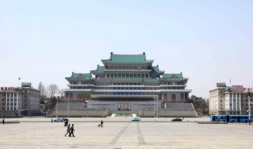 Quảng trường Kim Nhật Thành, nơi tổ chức các sự kiện lớn của Triều Tiên. (Ảnh: Phương Hoa/TTXVN)