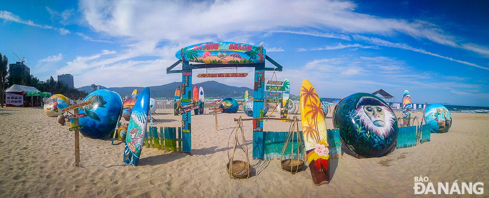 An overview of the coracle installation art space on the Pham Van Dong Beach