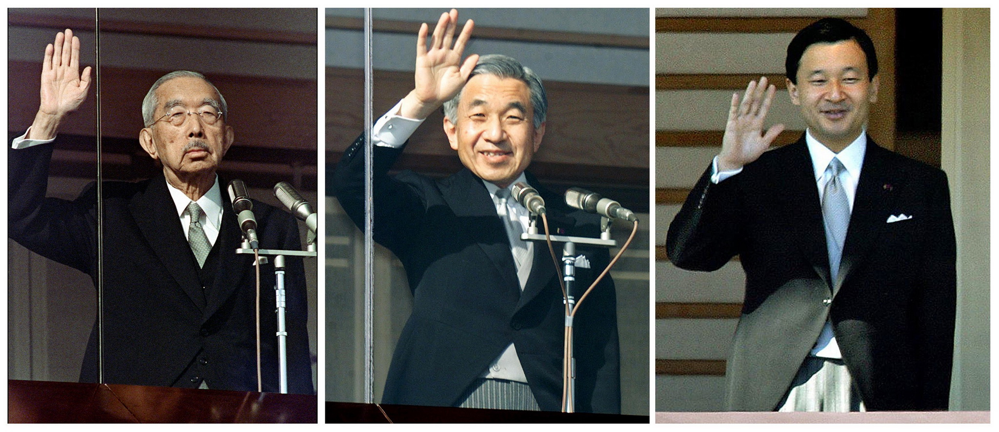 Các thế hệ trong gia đình Hoàng gia Nhật Bản (từ trái sang): Cố Nhật Hoàng Hirohito, Nhật Hoàng Akihito và Hoàng Thái tử sắp nối ngôi Naruhito. (Ảnh: AFP/TTXVN)