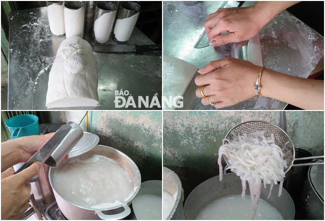  The making of tapioca noodles in progress