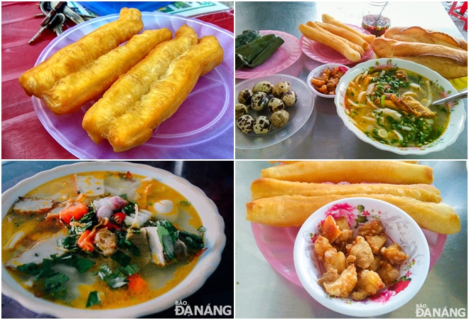 ‘Banh canh’ is more delicious when it served with ‘nem chua’ (fermented pork roll), and ‘cha bo’ (grilled beef patty), quail eggs and hot yellow fried bread
