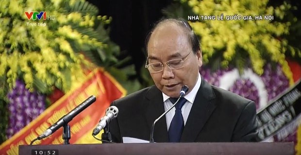 Thủ tướng Nguyễn Xuân Phúc đọc điếu văn trong lễ tang đồng chí Lê Đức Anh
