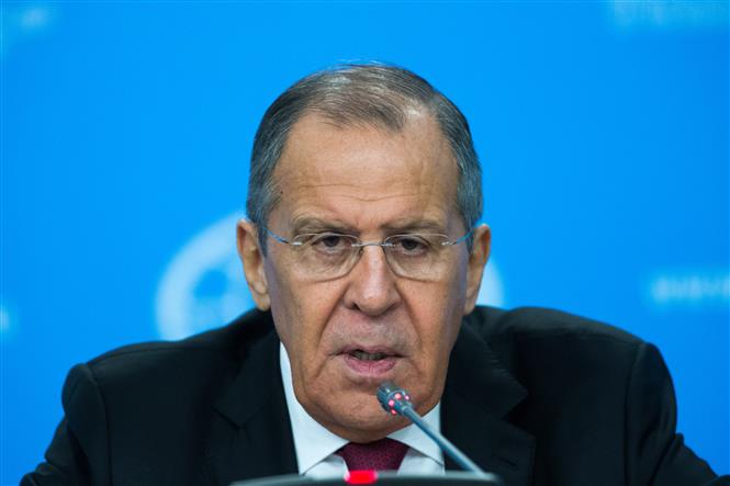 Ngoại trưởng Nga Sergei Lavrov phát biểu tại cuộc họp báo ở thủ đô Moskva ngày 16-1-2019. Ảnh: THX/TTXVN