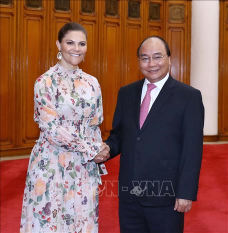 Thủ tướng Nguyễn Xuân Phúc tiếp Công chúa kế vị Thụy Điển Victoria Ingrid Alice Désiree. Ảnh: Thống Nhất/TTXVN