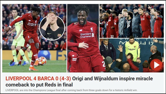 The Sun ngỡ ngàng với chiến thắng của Liverpool