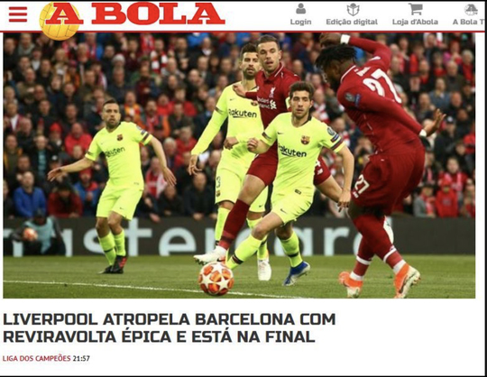 Báo Bola (Bồ Đào Nha) nhắc đến sự hồi sinh của Liverpool