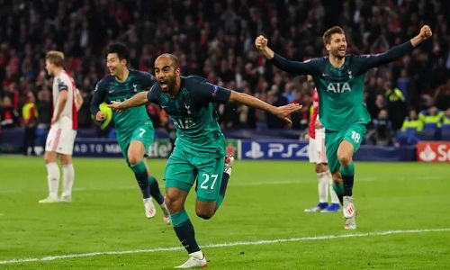 Ba bàn thắng của Lucas giúp Tottenham lần đầu vào chung kết Champions League. Ảnh: AMA.