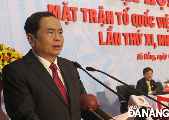 Chủ tịch Ủy ban Trung ương MTTQ Việt Nam Trần Thanh Mẫn phát biểu tại Đại hội