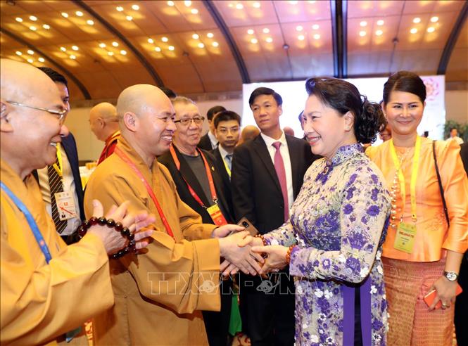 Chủ tịch Quốc hội Nguyễn Thị Kim Ngân và các đại biểu tại tiệc chiêu đãi. Ảnh: Trọng Đức/TTXVN