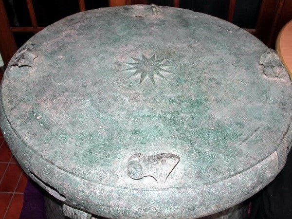 The surface of a bronze drum belonging to the Dong Son Civilisation in the Red River Delta (Source: VNA)