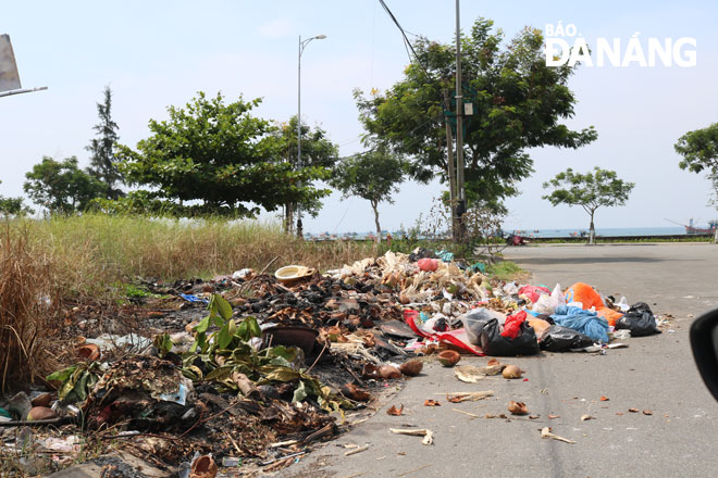 Đống rác thải tồn tại qua nhiều tháng tại đường Vũ Ngọc Nhạ.