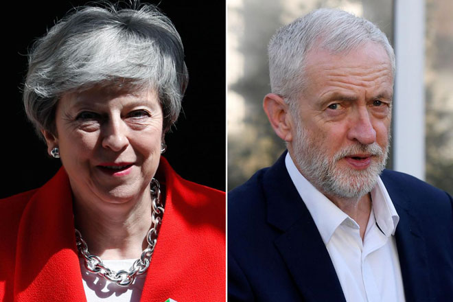 Thủ tướng Anh Theresa May và lãnh đạo Công đảng Jeremy Corbyn không tìm được tiếng nói chung trong vấn đề Brexit. Ảnh: Evening Standard