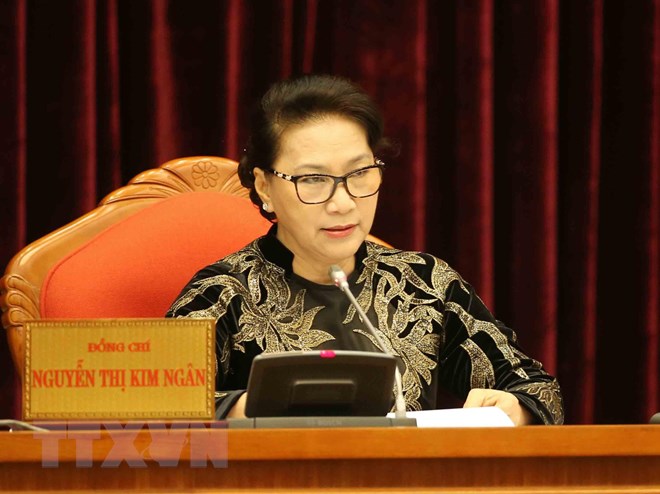 Chủ tịch Quốc hội Nguyễn Thị Kim Ngân điều hành phiên họp. (Ảnh: Phương Hoa/TTXVN)