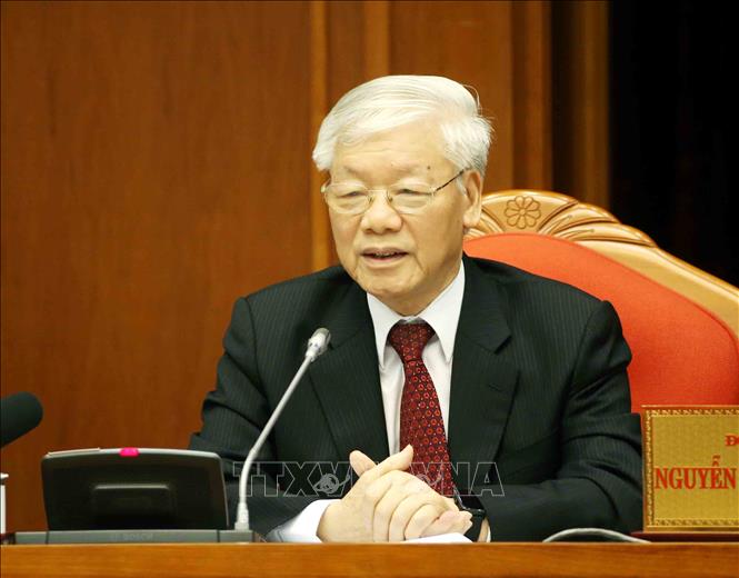 Tổng Bí thư, Chủ tịch nước Nguyễn Phú Trọng phát biểu bế mạc hội nghị. Ảnh: Phương Hoa/TTXVN