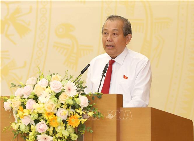 Deputy Prime Minister cum Head of the Government’s Steering Committee for Administrative Reform Truong Hoa Binh speaking at the meeting