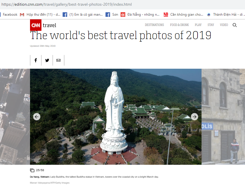 Bức ảnh tượng Phật Quán Thế Âm ở chùa Linh Ứng Sơn Trà trên CNN. 