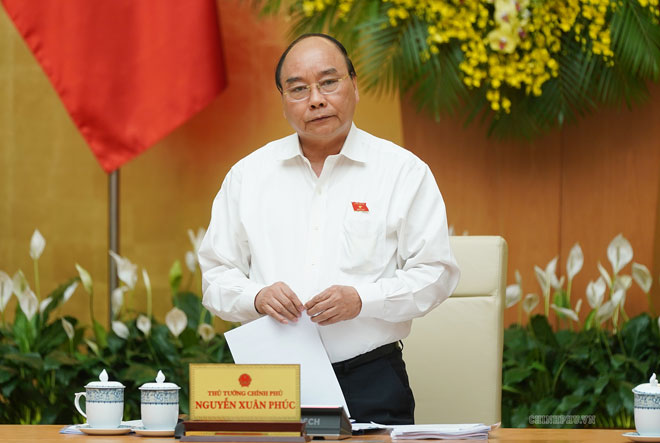 Thủ tướng Nguyễn Xuân Phúc phát biểu tại cuộc họp. Ảnh: VGP