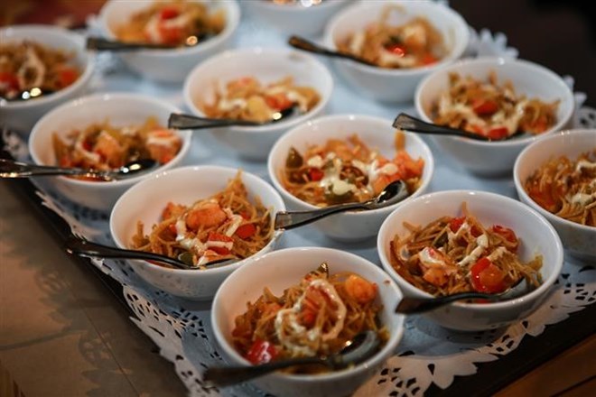 Portions of a Tapa dish served at the press conference (Photo: VNA)