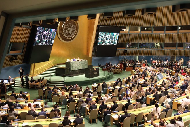 The UN General Assembly plenum where the UNSC non-permanent member election was held on June 7 (Photo: VNA)