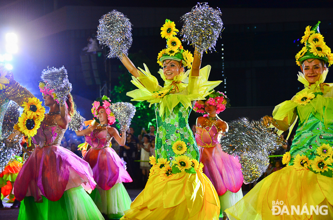 80 foreign dancers performing interesting dances from the Sunshine Carnival