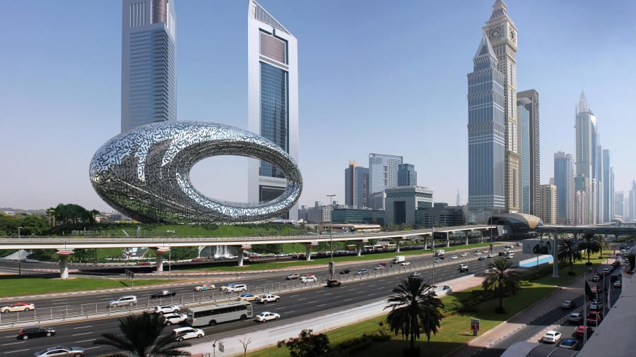 Bảo tàng Tương lai đang được xây dựng ở Dubai. Trong ảnh là hình vẽ phối cảnh bảo tàng. Ảnh: Tổ chức Tương lai Dubai