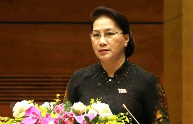 NA Chairwoman Nguyen Thi Kim Ngan speaks at the closing session. (Photo: VNA)