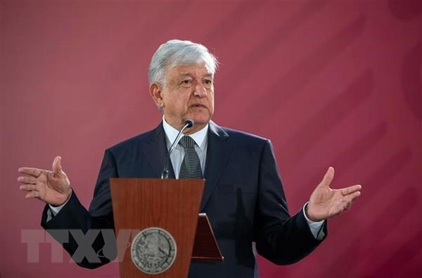 Tổng thống Mexico Andres Manuel Lopez Obrador phát biểu tại Mexico City. (Nguồn: AFP/TTXVN)