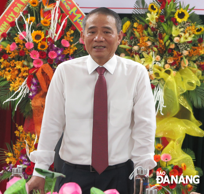 Bí thư Thành ủy Trương Quang Nghĩa phát biểu chúc mừng cán bộ, phóng viên, nhân viên Báo Đà Nẵng