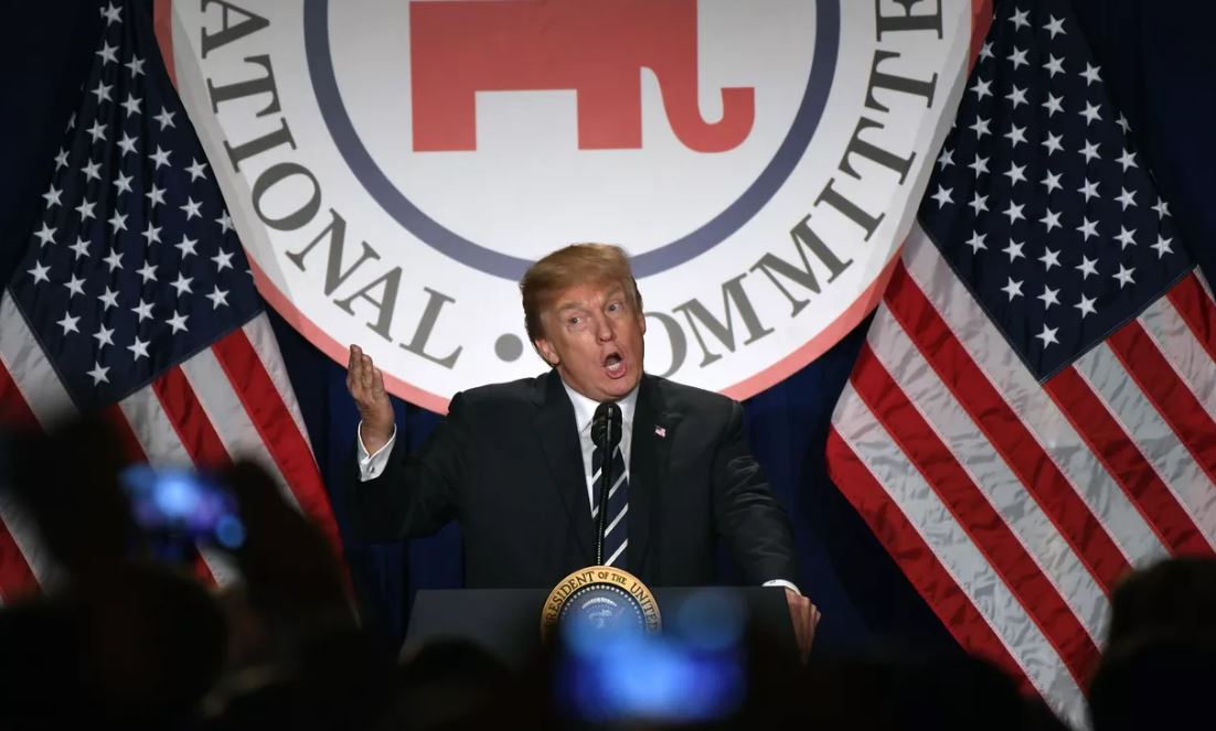 Tổng thống Mỹ Donald Trump phát biểu tại một cuộc họp của Ủy ban Quốc gia Đảng Cộng hòa (RNC) Washington, DC. Ảnh: Getty