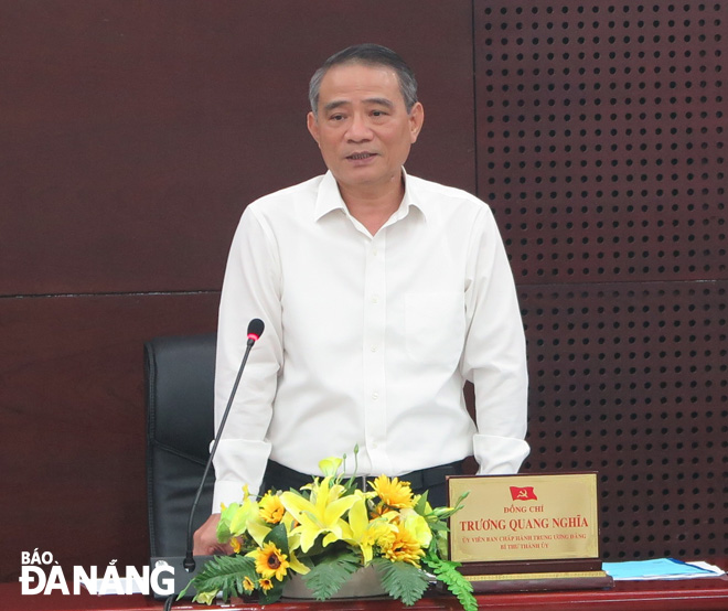 Bí thư Thành ủy Trương Quang Nghĩa phát biểu tại buổi làm việc