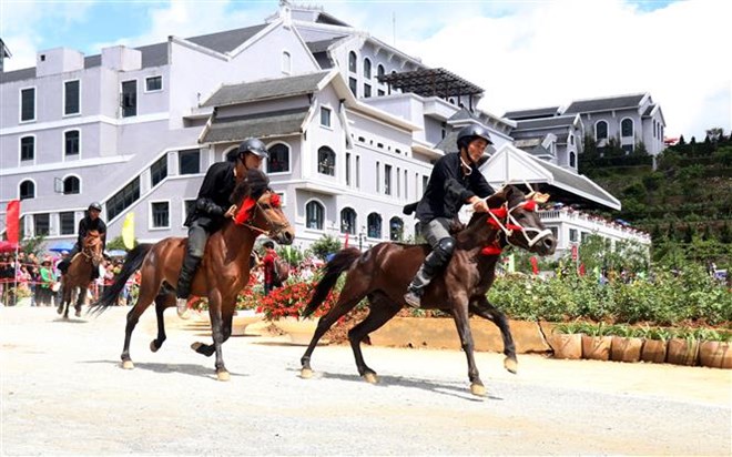 Horse riders compete at the race (Photo: VNA)