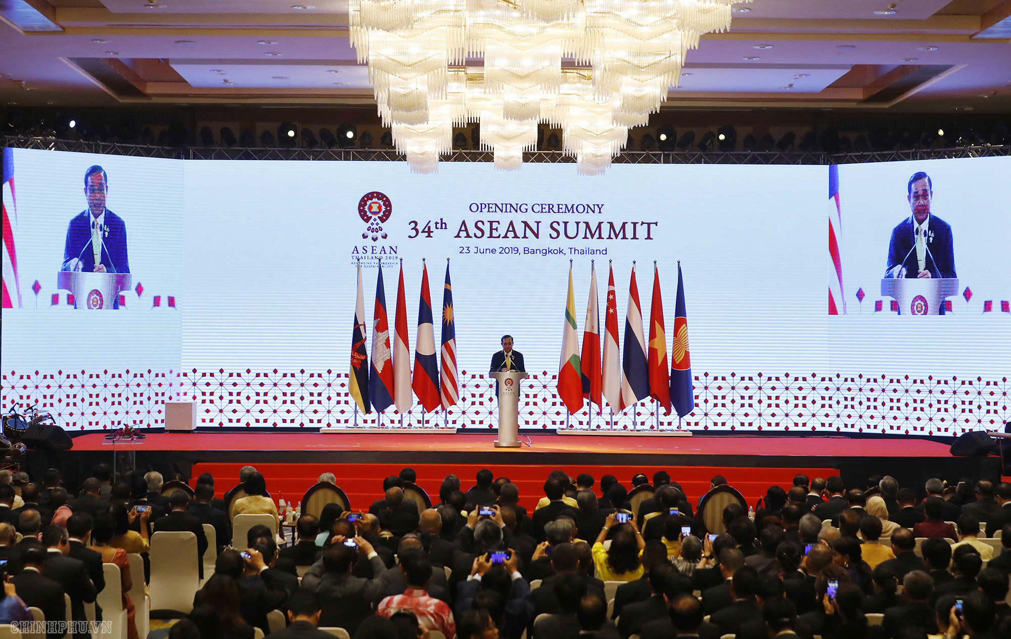 Thủ tướng Thái Lan phát biểu tại lễ khai mạc Hội nghị. - Ảnh: VGP