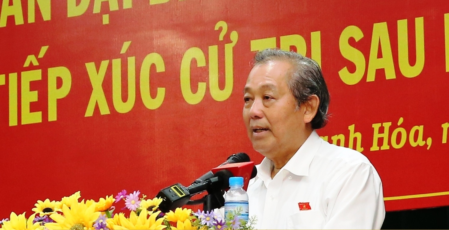 Phó Thủ tướng Thường trực Chính phủ Trương Hòa Bình phát biểu tại buổi tiếp xúc. Ảnh: VGP/Mạnh Hùng