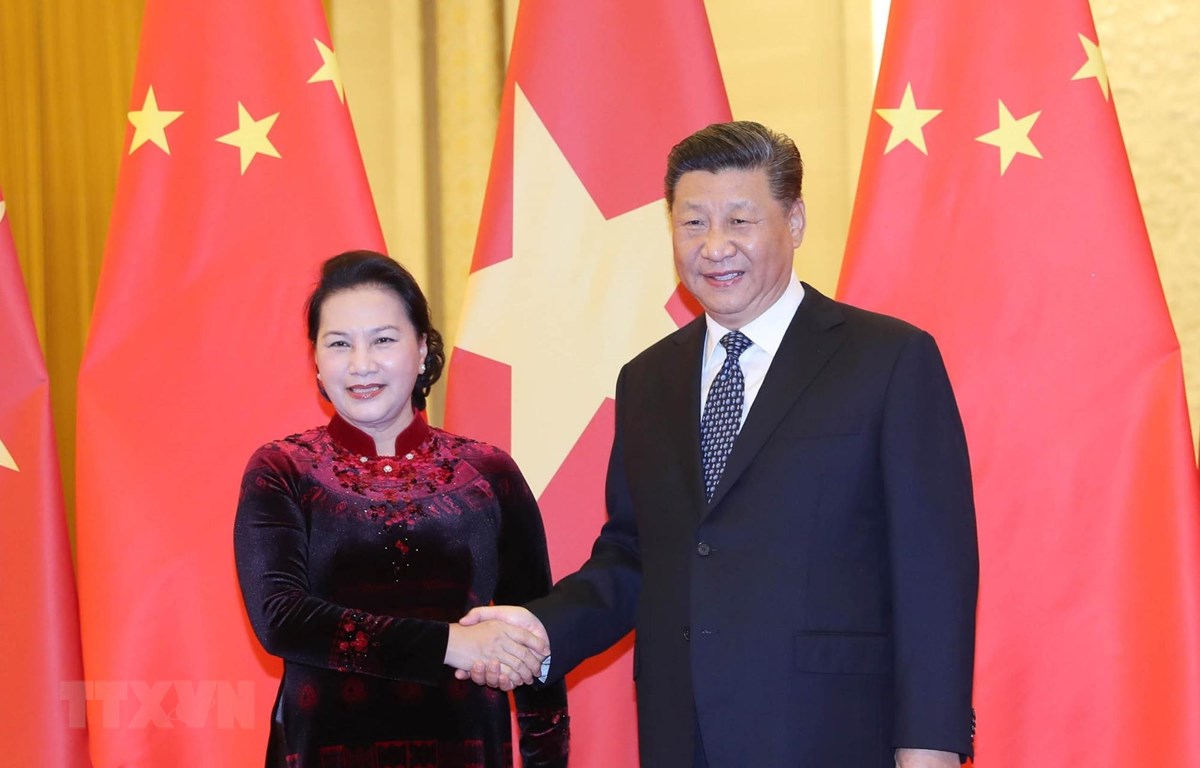Chủ tịch Quốc hội Nguyễn Thị Kim Ngân hội kiến Tổng Bí thư, Chủ tịch nước Trung Quốc Tập Cận Bình. (Ảnh: Trọng Đức/TTXVN)
