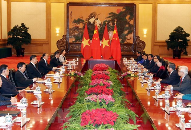 Chủ tịch Quốc hội Nguyễn Thị Kim Ngân hội kiến Tổng Bí thư, Chủ tịch nước Tập Cận Bình. (Ảnh: Trọng Đức/TTXVN)