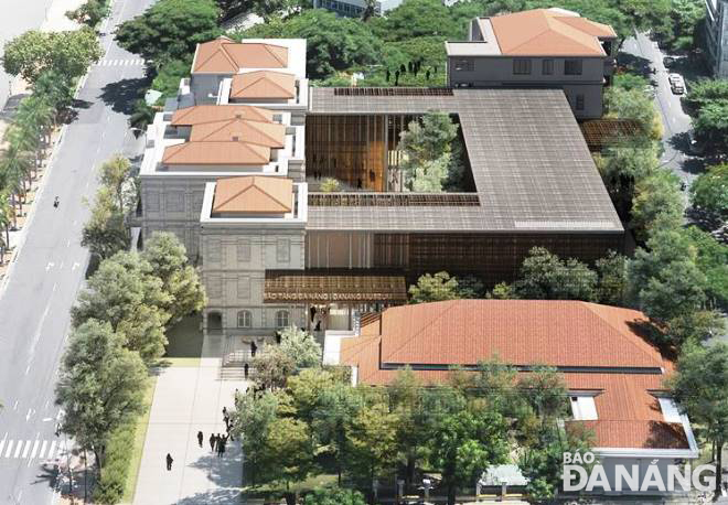 Phối cảnh kiến trúc công trình Cải tạo, nâng cấp cơ sở 42 Bạch Đằng để làm Bảo tàng Đà Nẵng của đơn vị đoạt giải nhất cuộc thi.