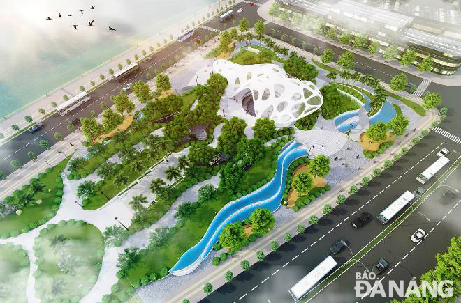 Phối cảnh tổng thể phương án ý tưởng thiết kế Vườn tượng APEC mở rộng.