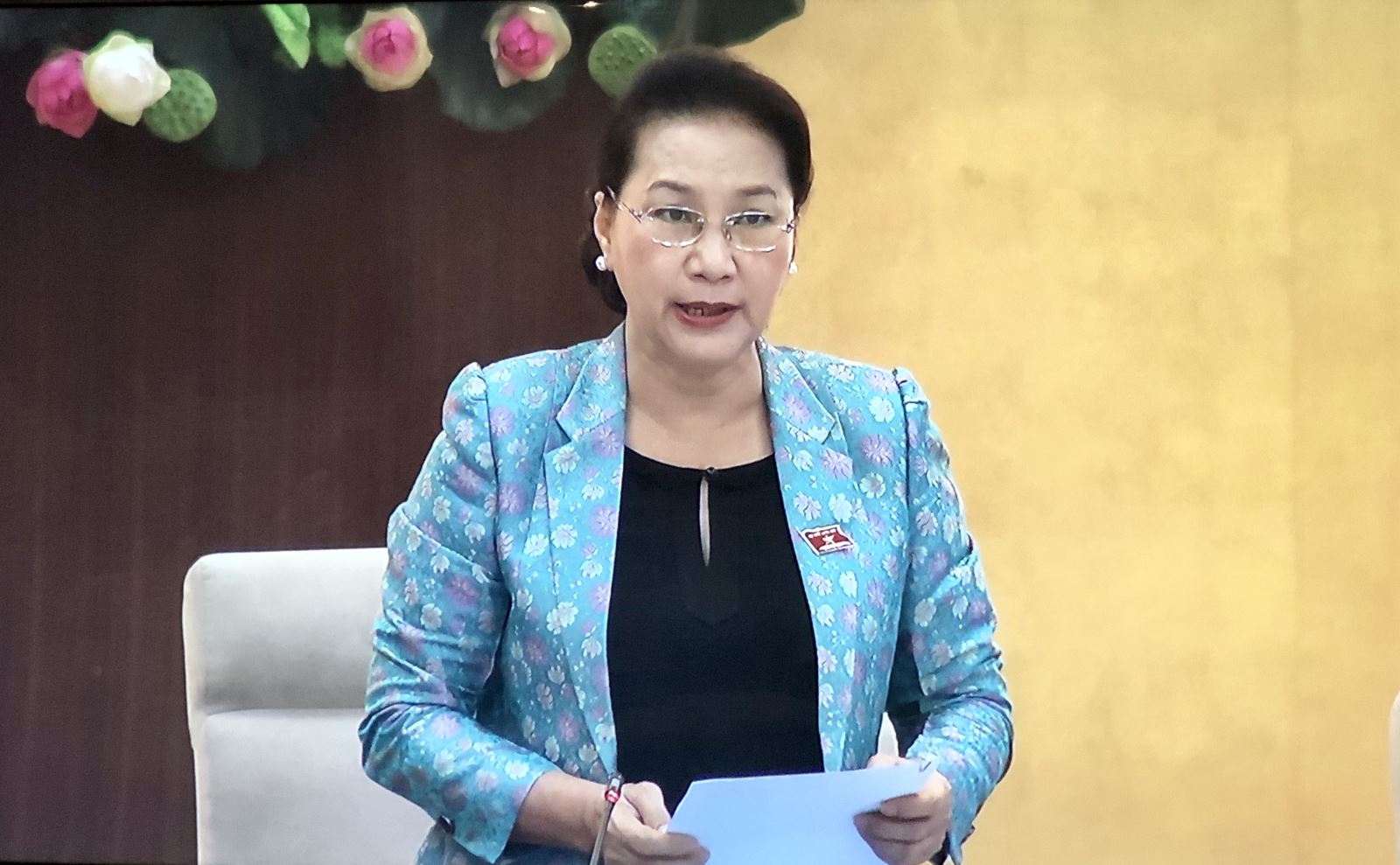 Chủ tịch Quốc hội Nguyễn Thị Kim Ngân phát biểu khai mạc Phiên họp thứ 35 Ủy ban Thường vụ Quốc hội.