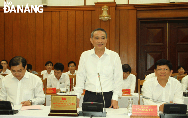 Bí thư Thành ủy Đà Nẵng Trương Quang Nghĩa phát biểu tại hội nghị.