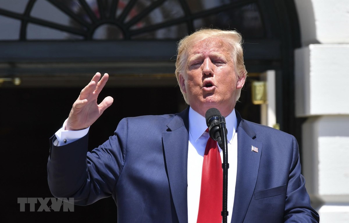 Tổng thống Mỹ Donald Trump phát biểu tại Nhà Trắng. (Ảnh: AFP/ TTXVN)