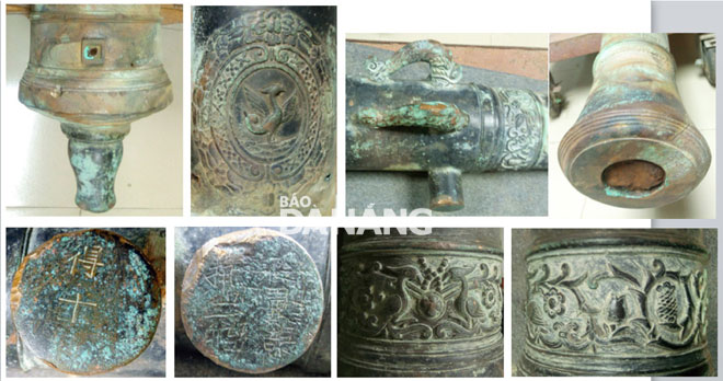 Decorative pattern and some Chinese characters inscribed on the cannon found in Da Nang