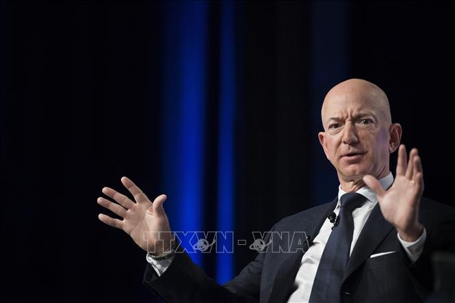 Ông chủ tập đoàn Amazon Jeff Bezos phát biểu tại Oxen Hill, Mỹ ngày 19-9-2018. Ảnh: AFP/ TTXVN