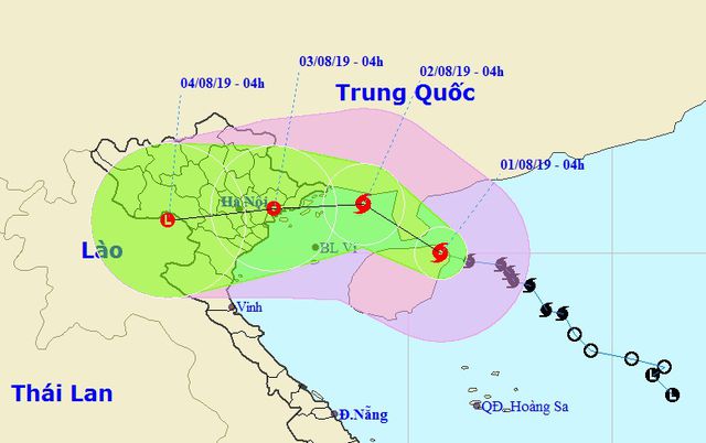 A map detailing the track of the storm