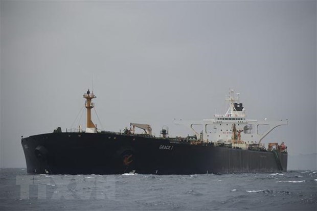 Tàu Grace 1 tại khu vực ngoài khơi Gibraltar ngày 6-7-2019. (Nguồn: AFP/TTXVN)