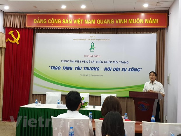 Ban tổ chức Phát động cuộc thi viết về đề tài hiến ghép mô/tạng. (Ảnh: PV/Vietnam+)