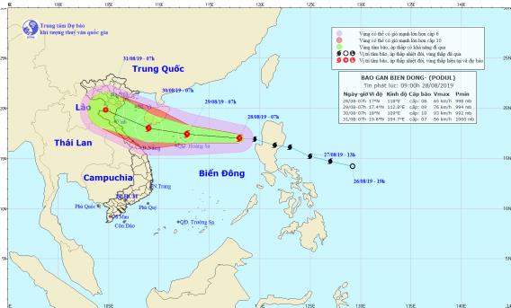 The predicted movement of the storm