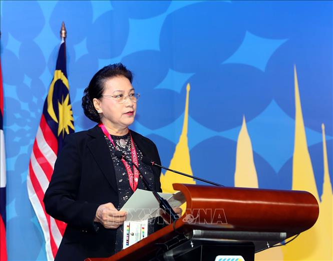 Chủ tịch Quốc hội Nguyễn Thị Kim Ngân phát biểu đảm nhận Chủ tịch AIPA 41. Ảnh: Trọng Đức/TTXVN